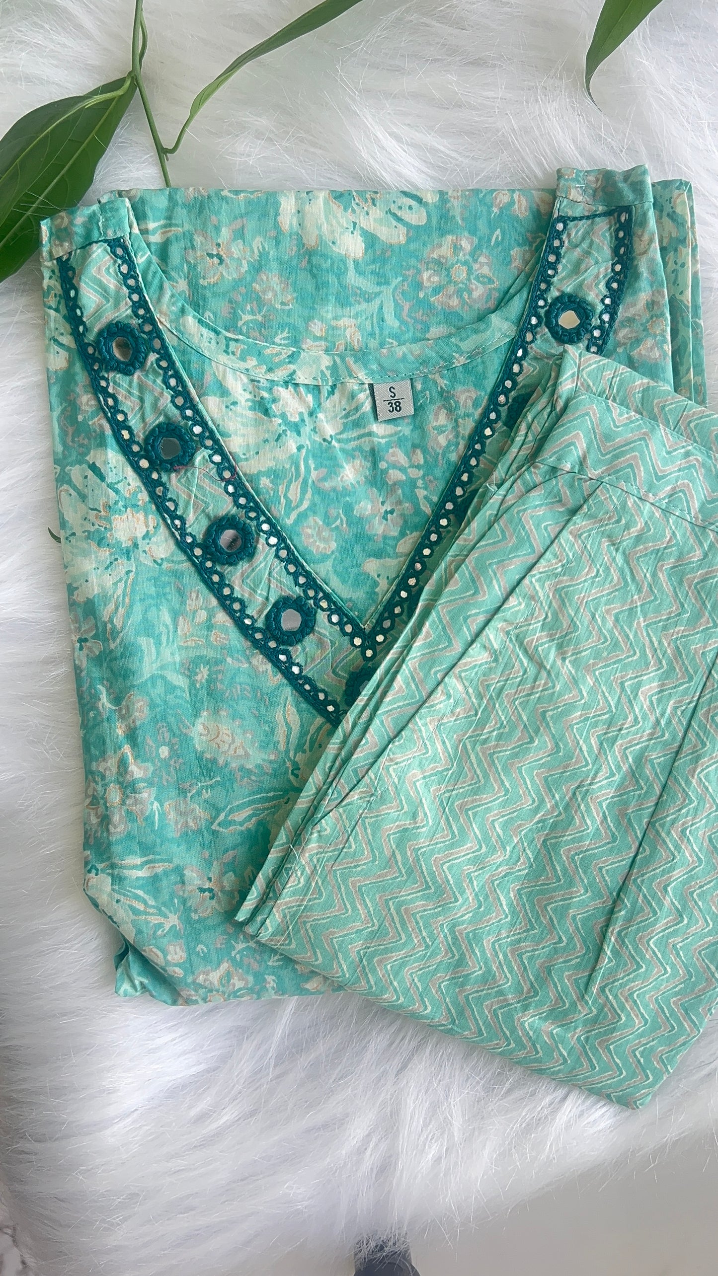 Pure Premium Sea Green Kurta set with Dupatta (38 to 52)