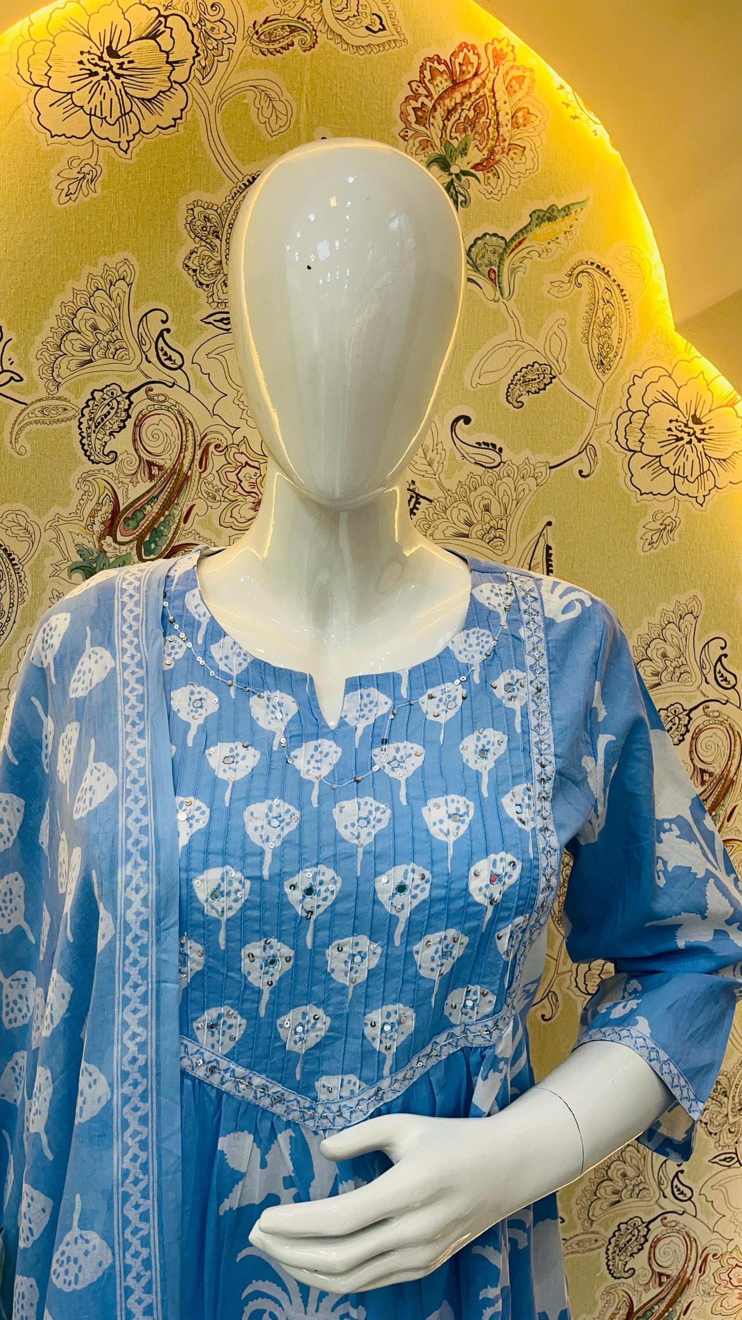 Blue kurta set with dupatta 3pcs