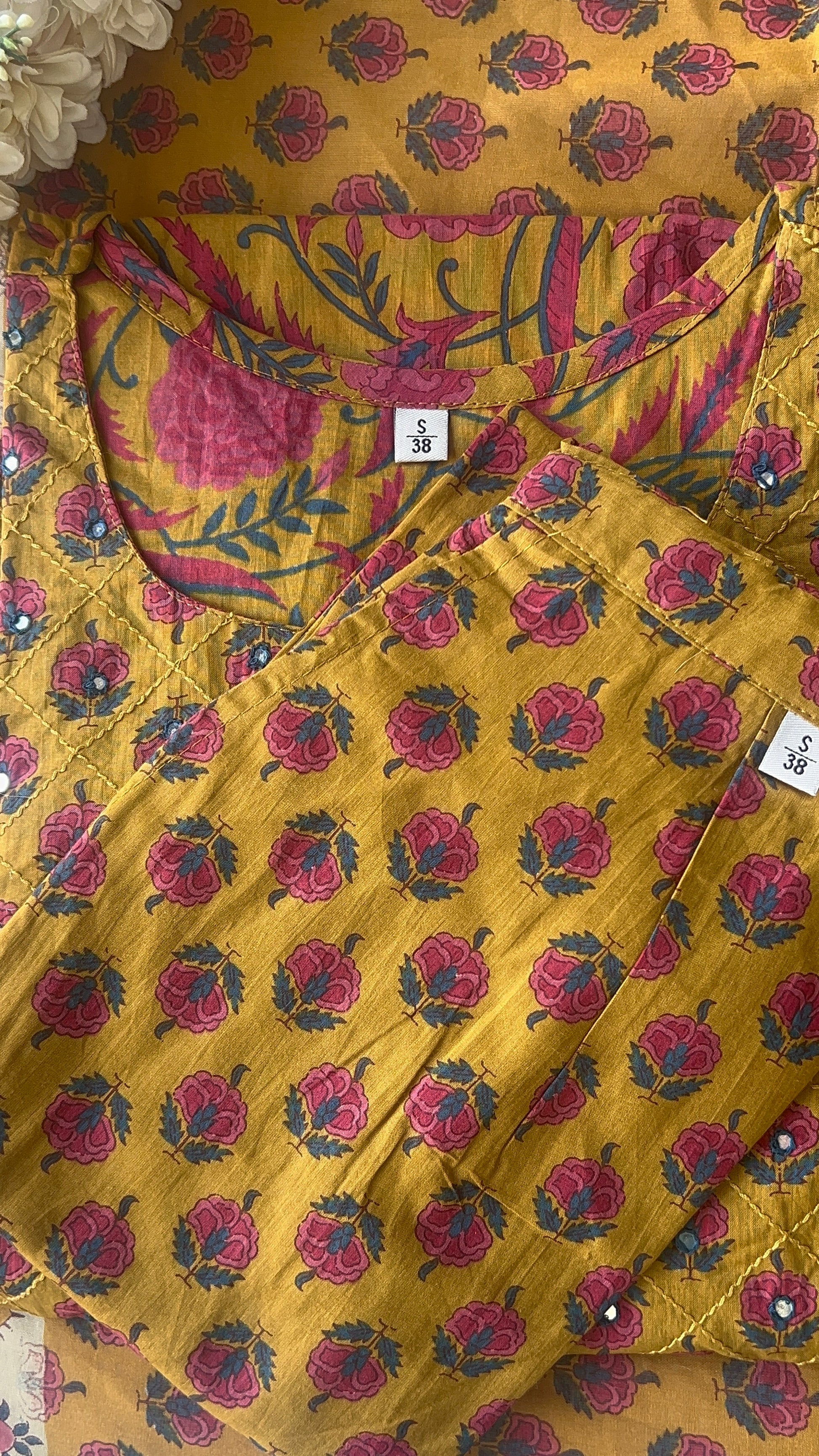 women's mustard cotton kurta set with dupatta (38 to 52) vgang
