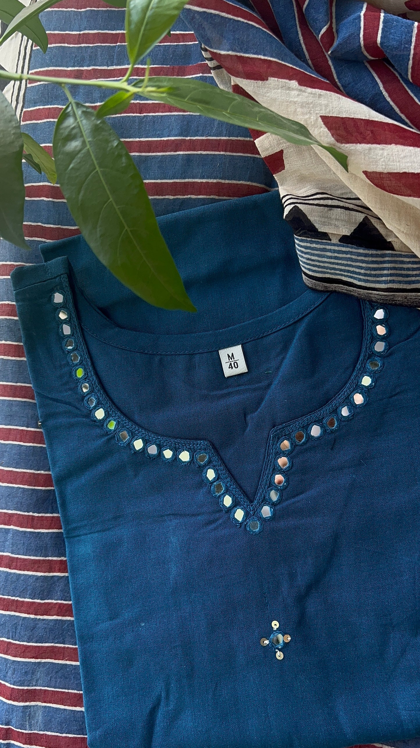 Women’s Teal Blue Cotton Kurta Set with Dupatta (38 to 52)