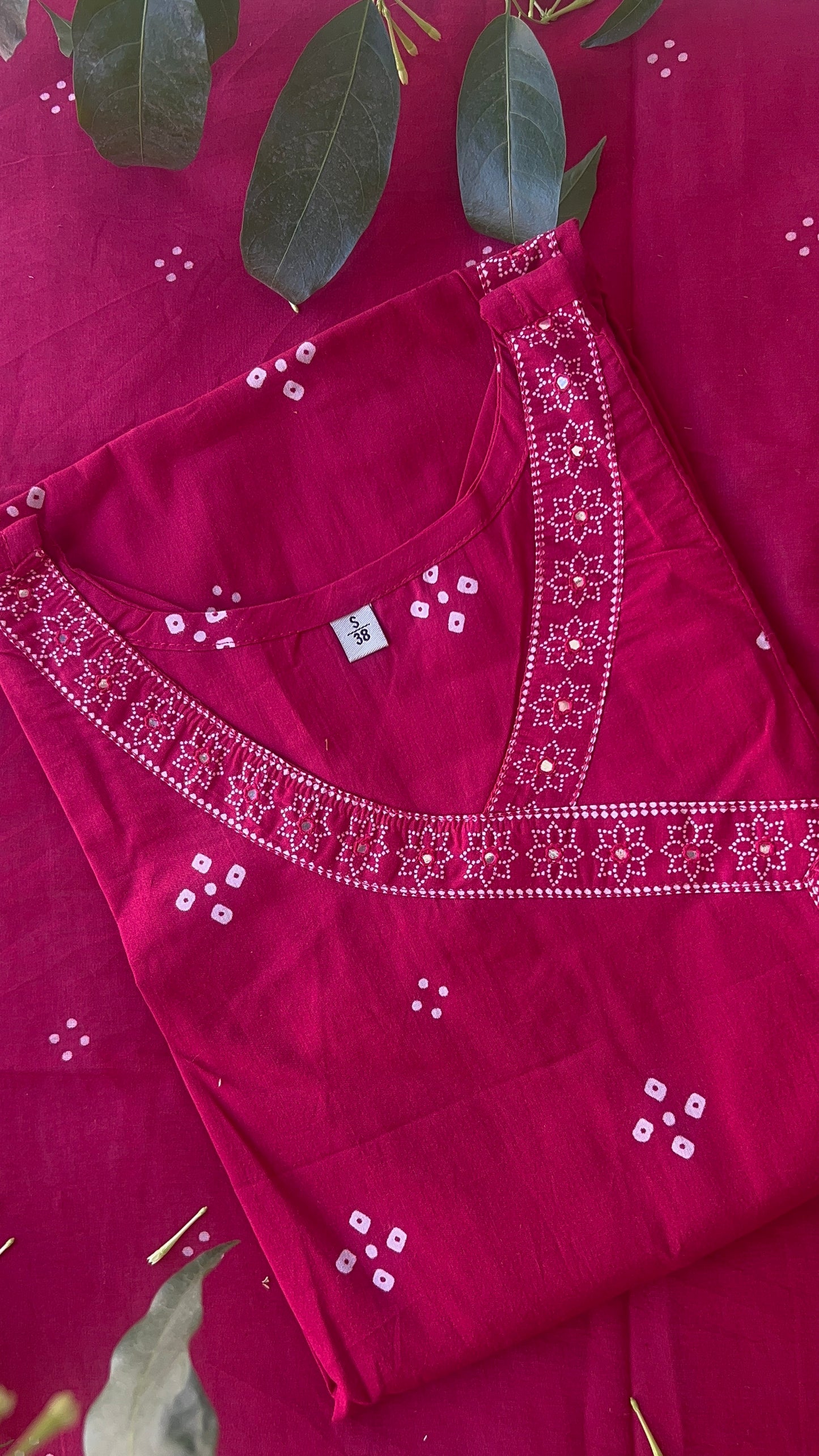 Women’s Dark Pink a cotton Kurta Set with Dupatta (38 to 46)