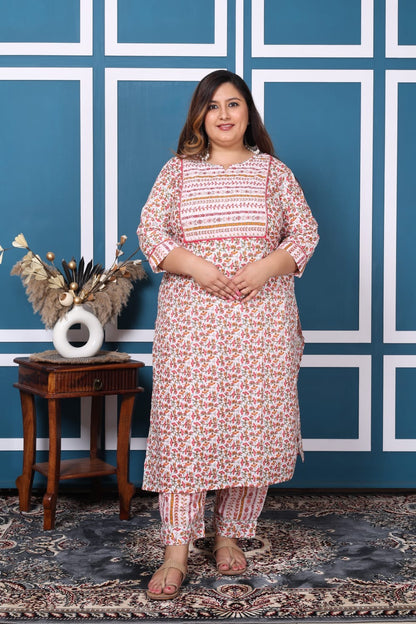 Pure Premium Pink Cotton kurta Set with Dupatta(48 to 54)