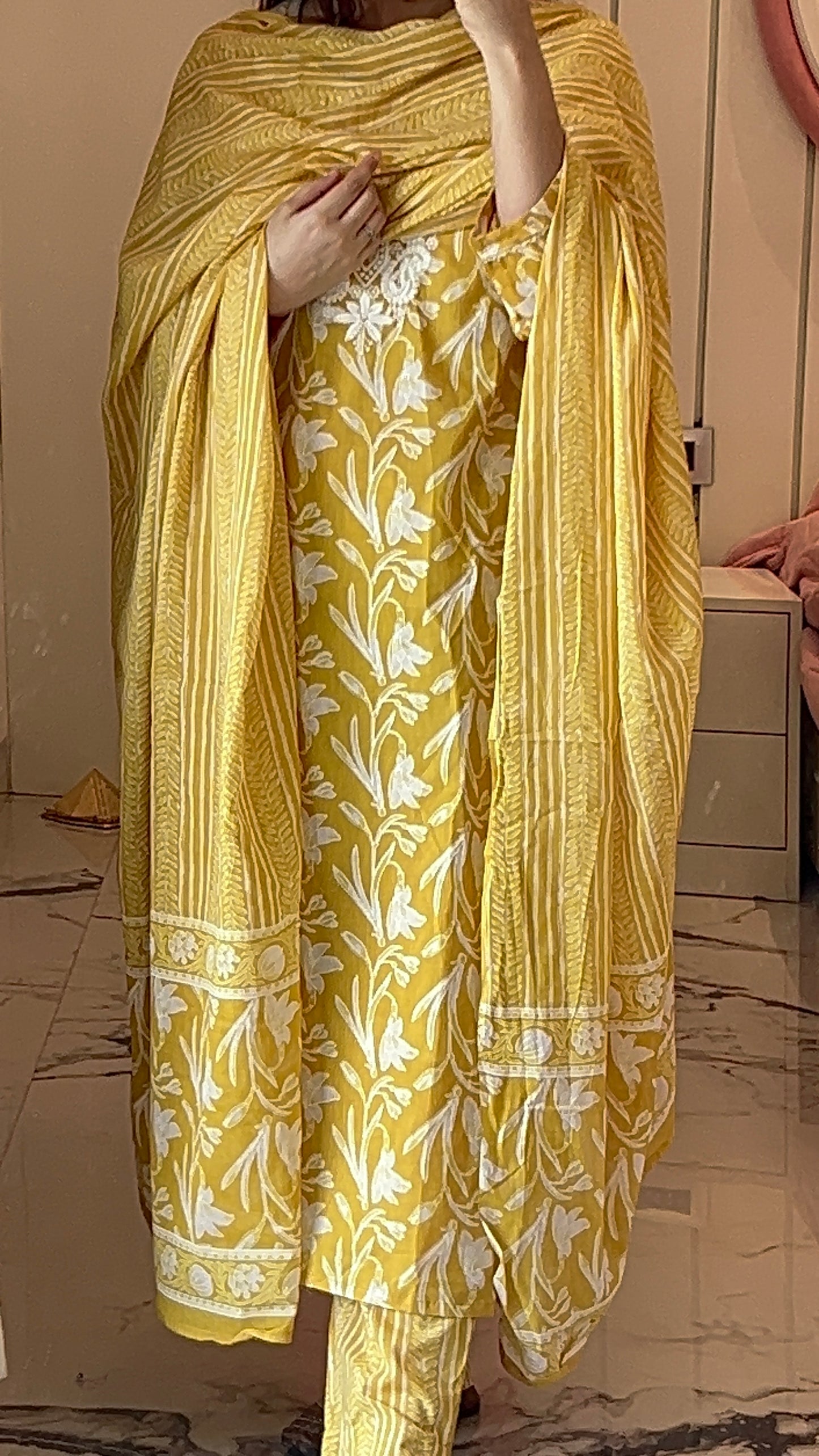 Pure Premium Cotton Kurta Set (yellow)