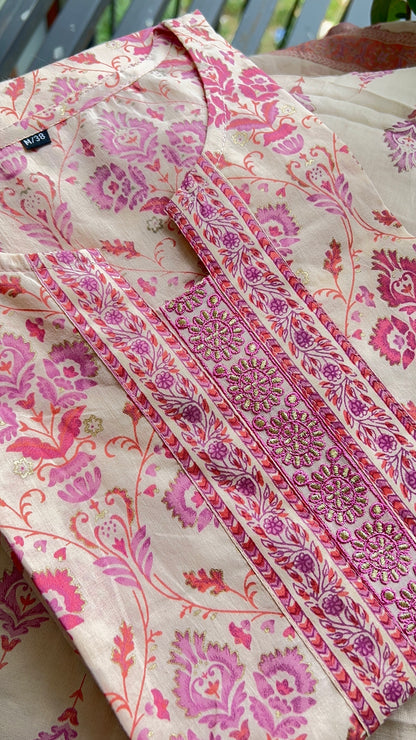 Pure premium Peach Cotton kurta set with Dupatta (38 to 50)