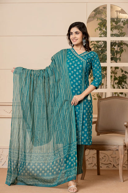 Teal Blue Kurta Set with Duptta