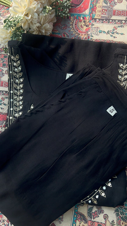 black slub kurta set (38 to 52)-vgang