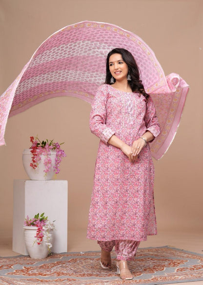Pink kurta set with Duptta