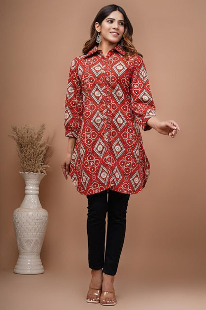 Rust printed Short kurti