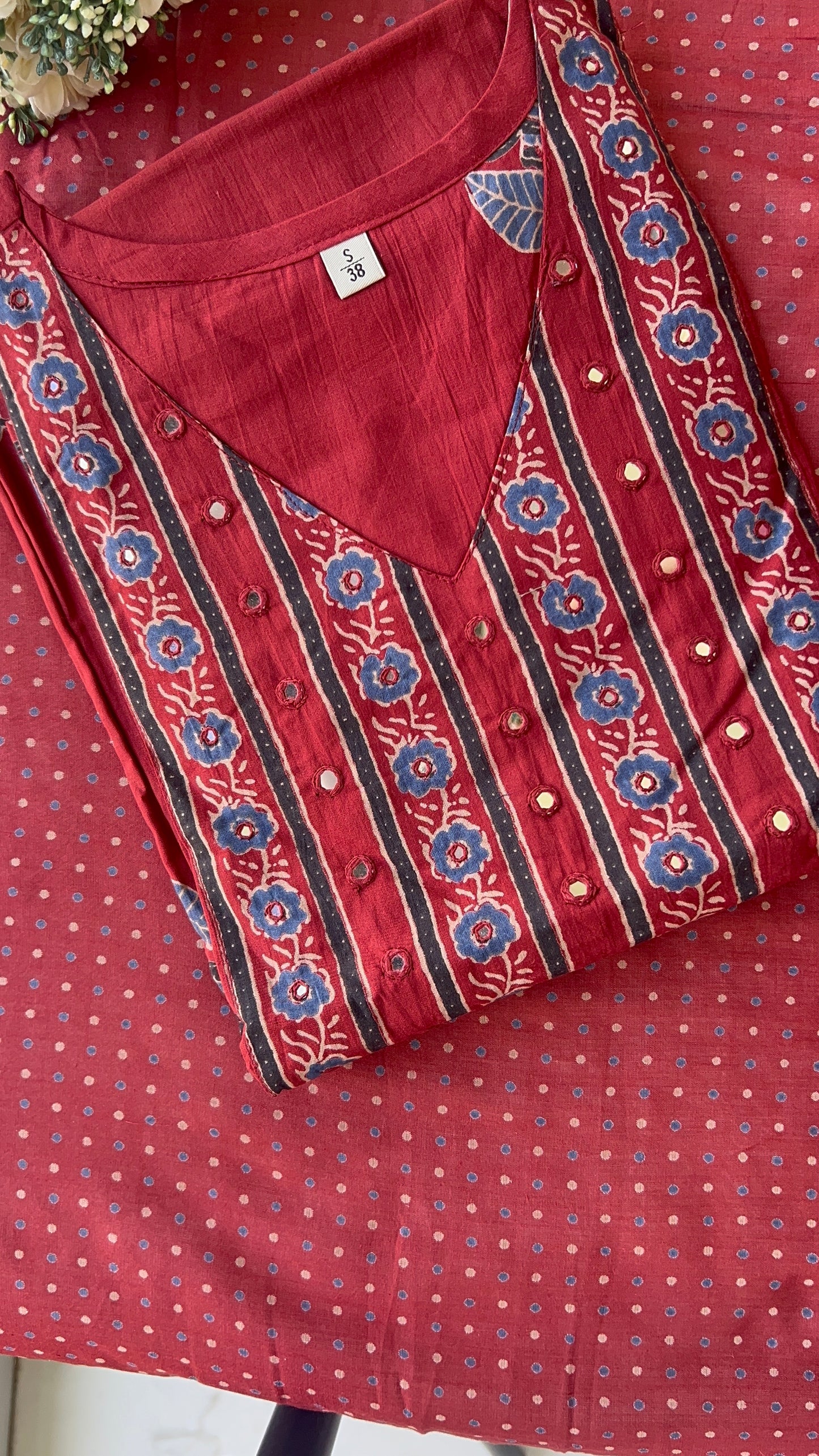 Women Maroon Cotton Kurta Set with Dupatta (38 to 52) | VGANG