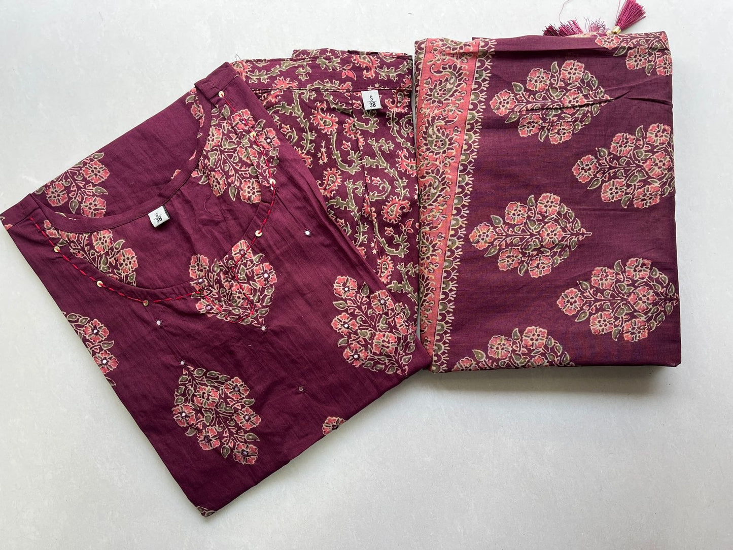 Pure Premium Maroon kurta Set with Dupatta