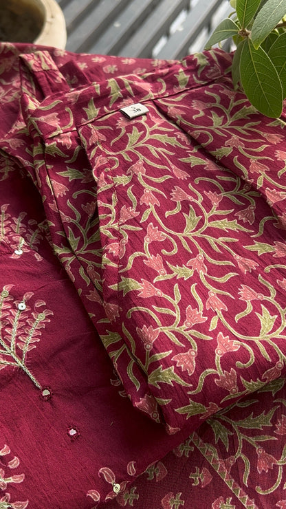 Pure Premium Maroon Straight Cotton Kurta Set with Dupatta (38 to 52)
