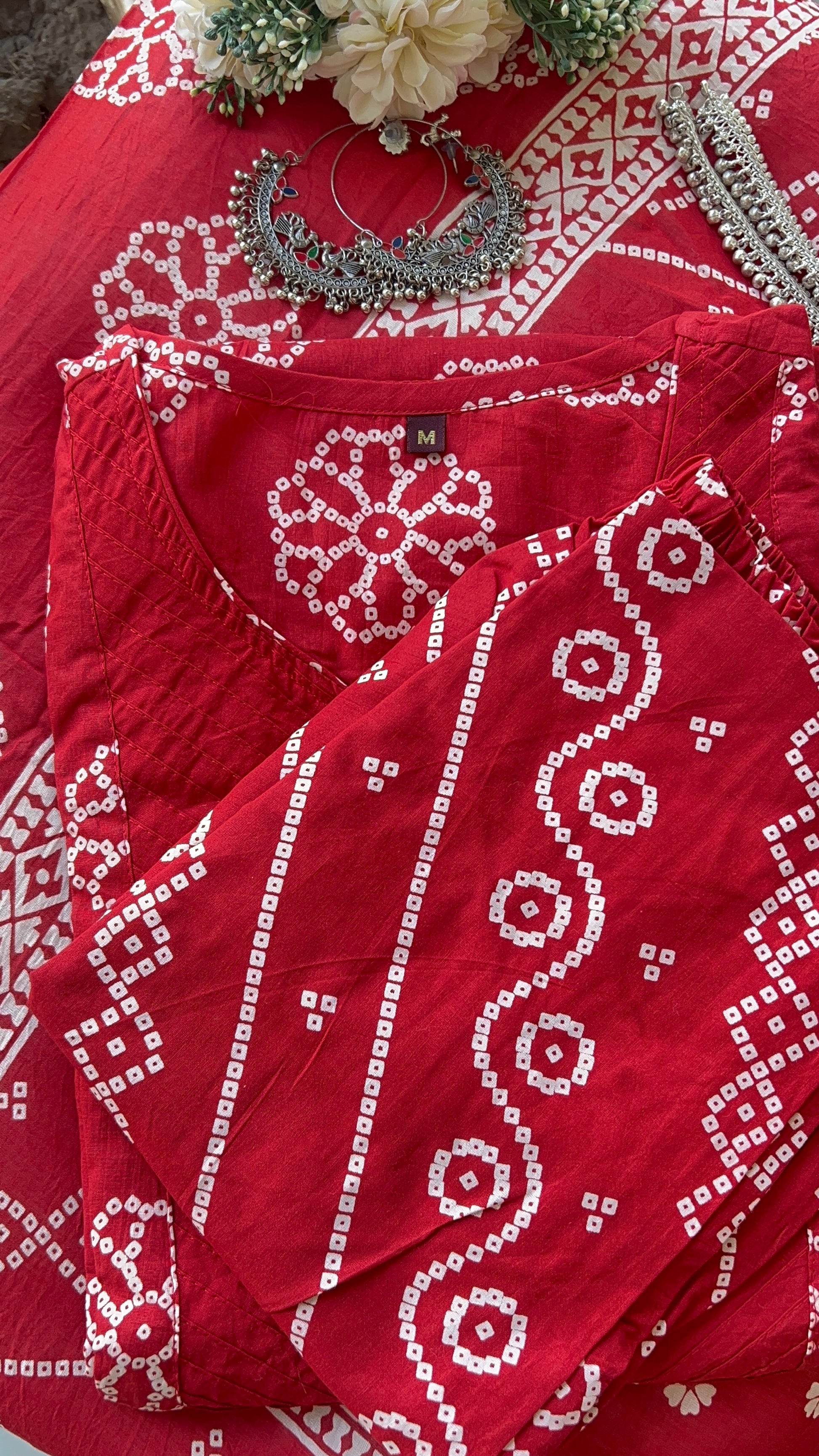 Women's Red Cotton kurta Set with Dupatta (38 to 46) | VGANG