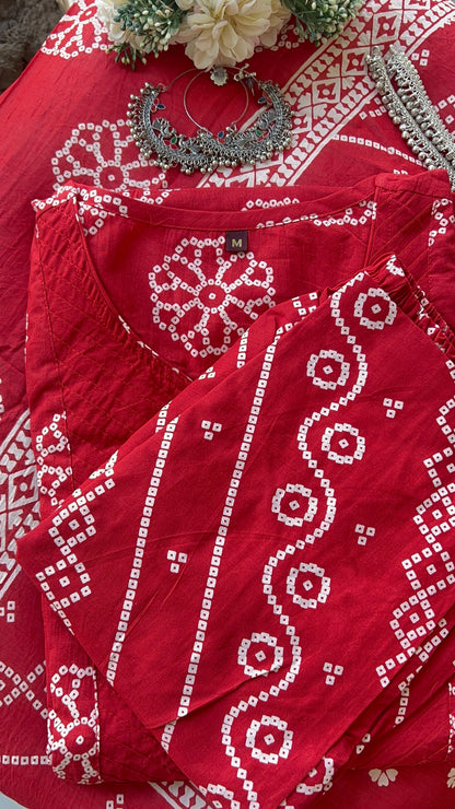 Women's Red Cotton kurta Set with Dupatta (38 to 46) | VGANG