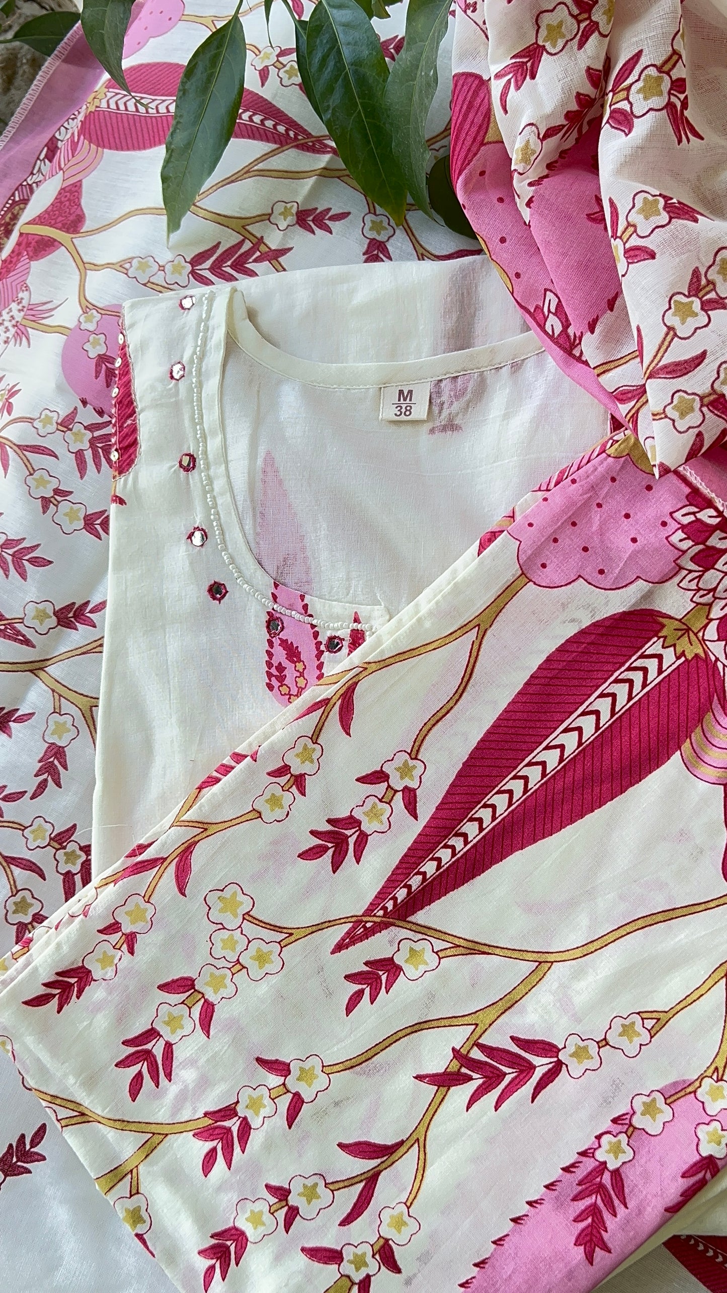 OFF White Cream Cotton Kurta Set with Dupatta (38 to 52)