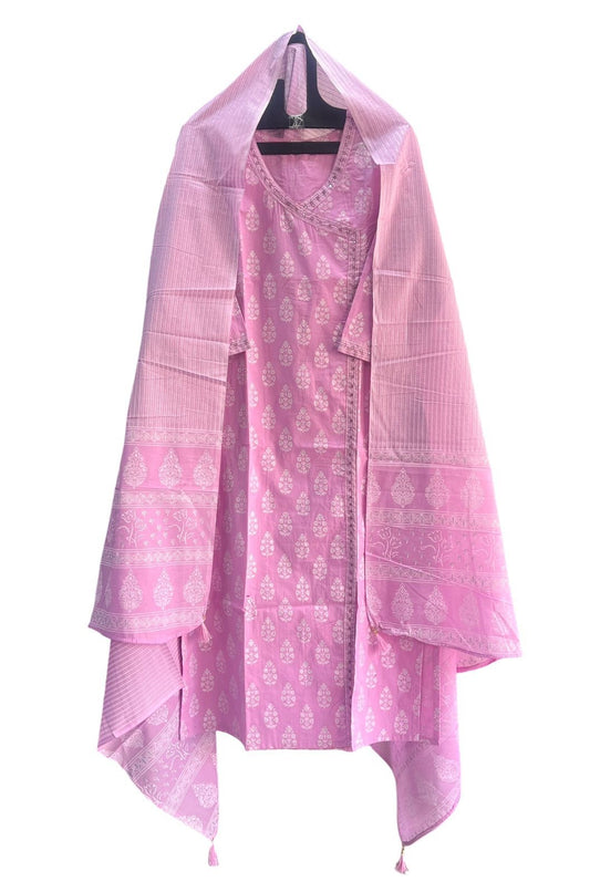 Pure Premium Pink Cotton Kurta Set with Dupatta (38 to 52)