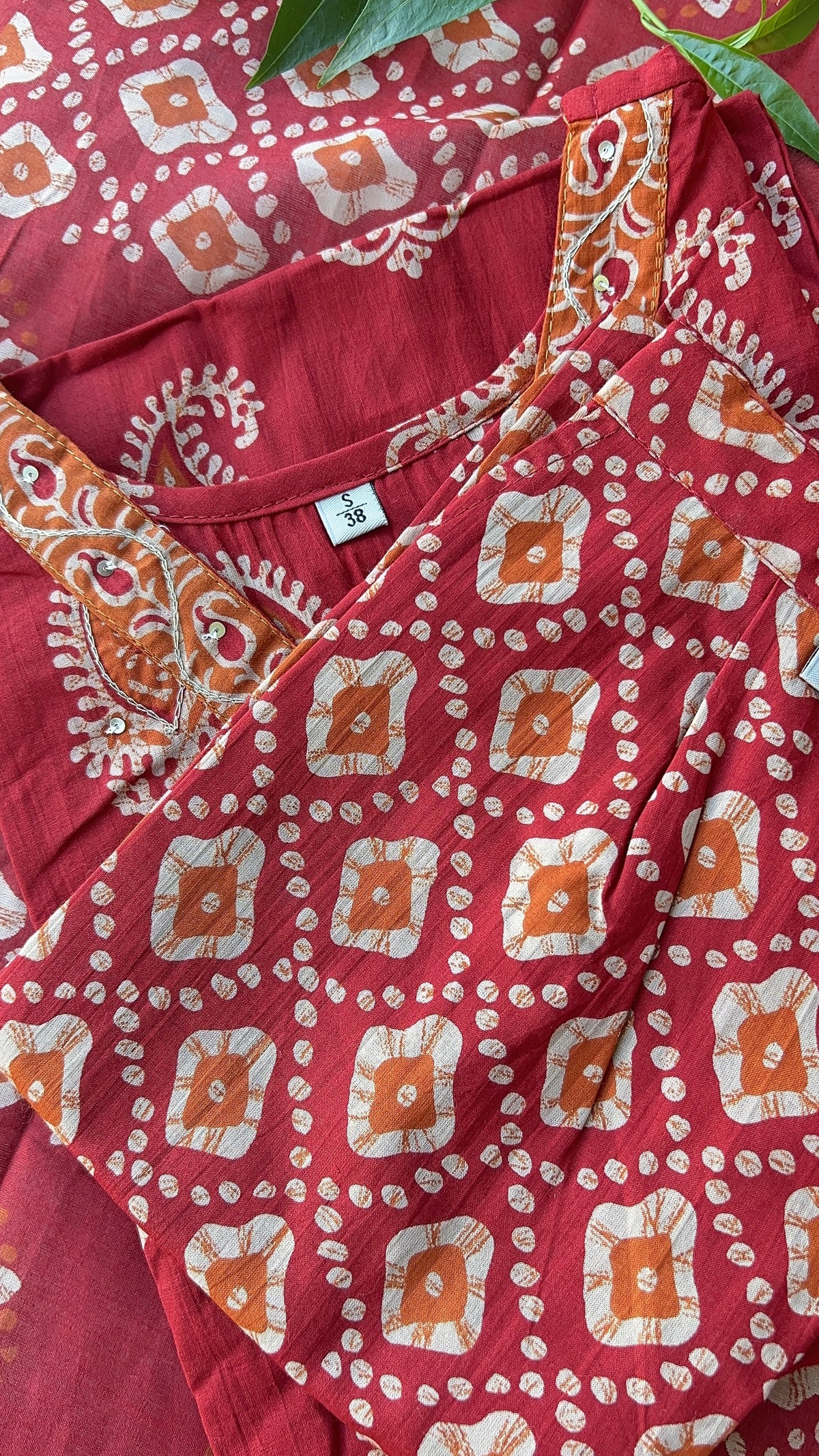 Maroon Block Print kurta set with Dupatta (38 to 52)