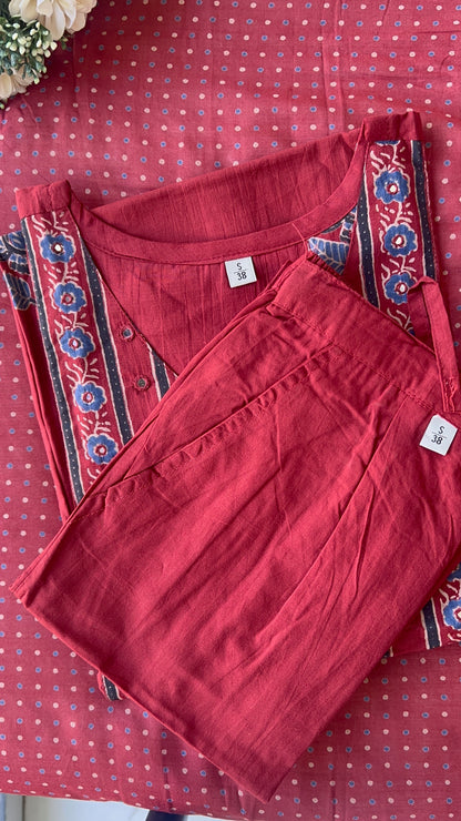Women Maroon Cotton Kurta Set with Dupatta (38 to 52) | VGANG