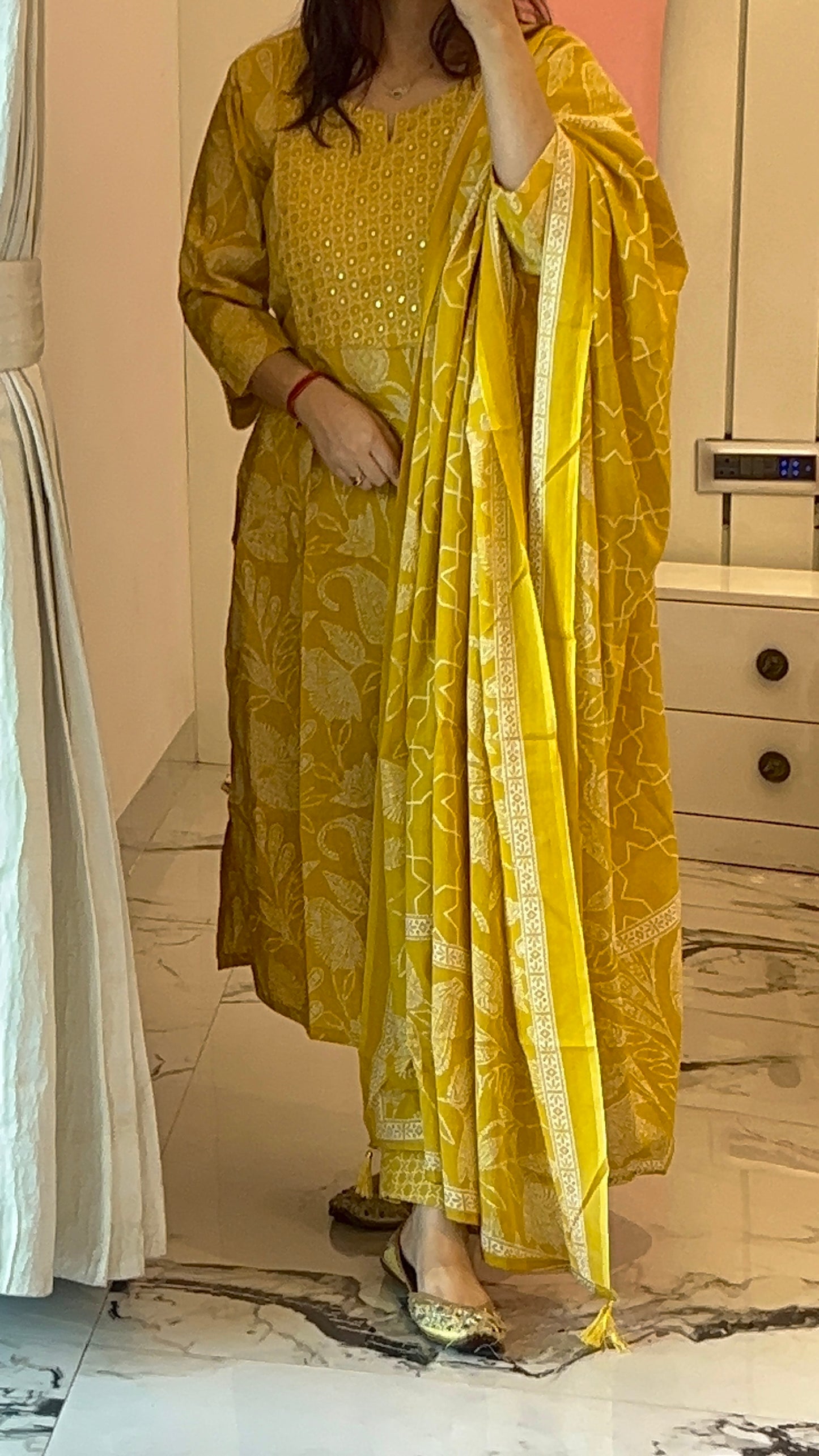 Pure Premium Yellow Cotton kurta set with Dupatta (38 to 52)