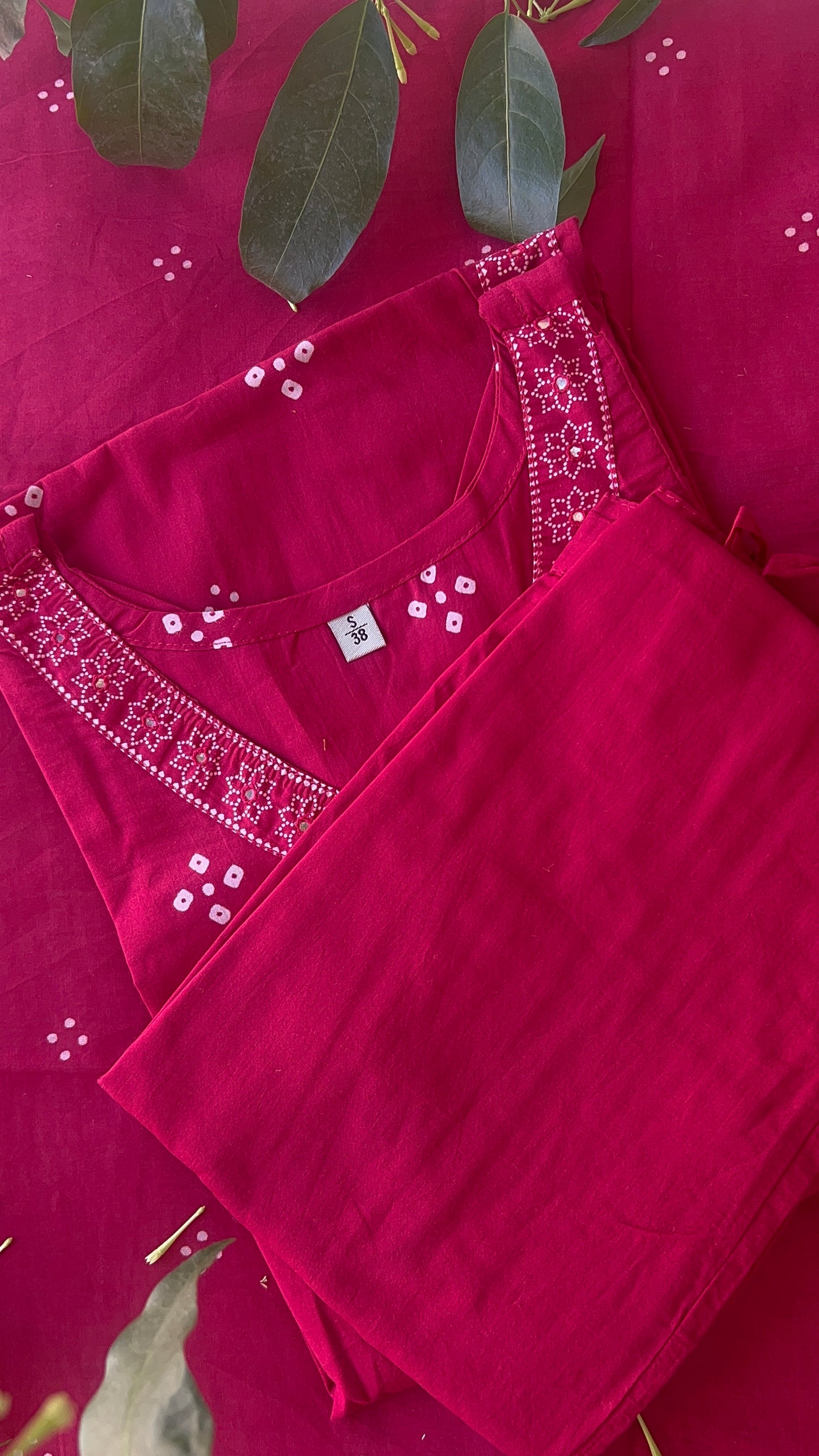 Women’s Dark Pink a cotton Kurta Set with Dupatta (38 to 46)