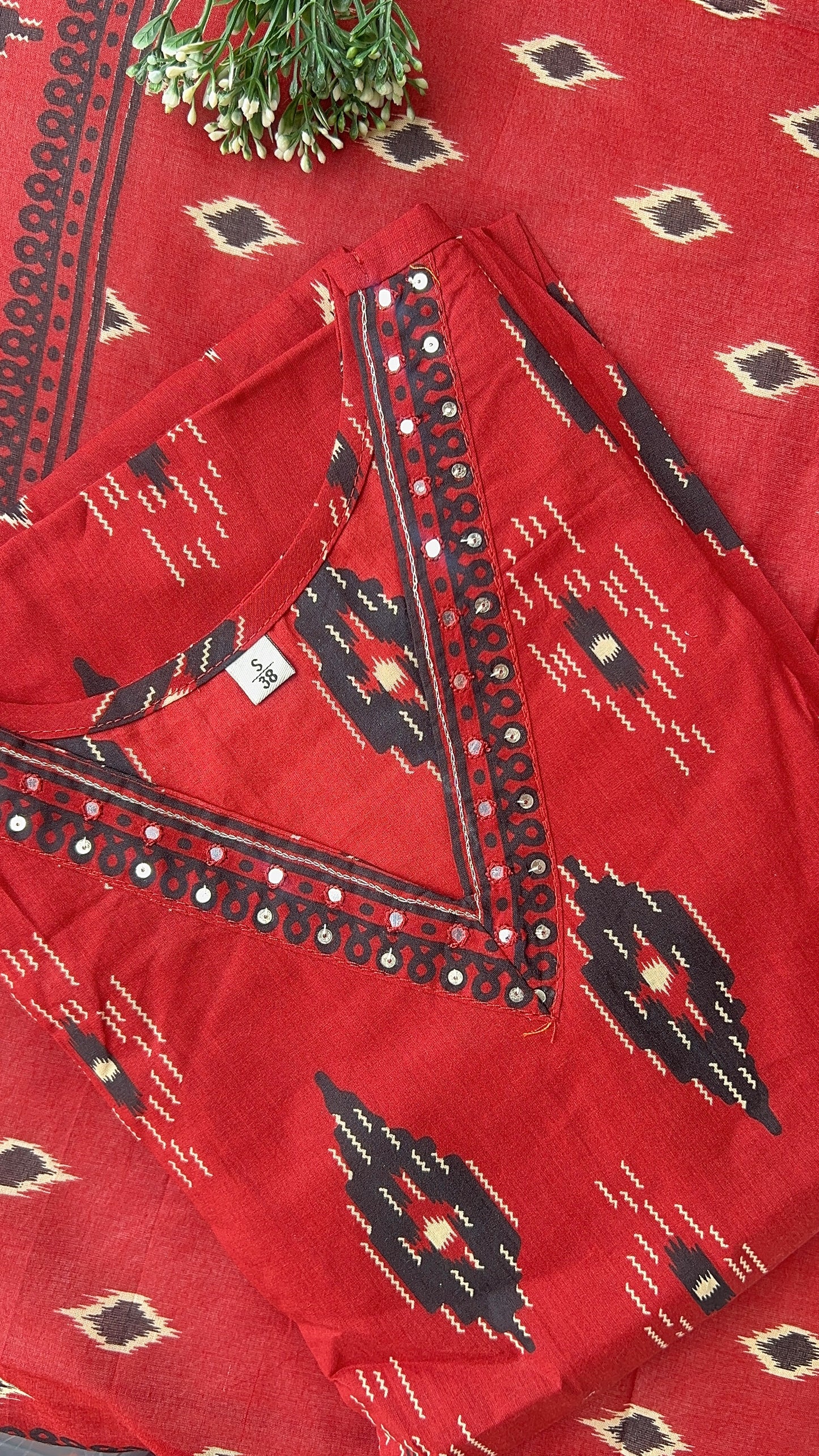 Women’s Maroon Diamond Print Cotton kurta set with Dupatta (38 to 52)