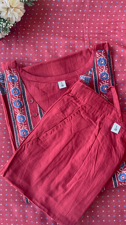 Women Maroon Cotton Kurta Set with Dupatta (38 to 52) | VGANG