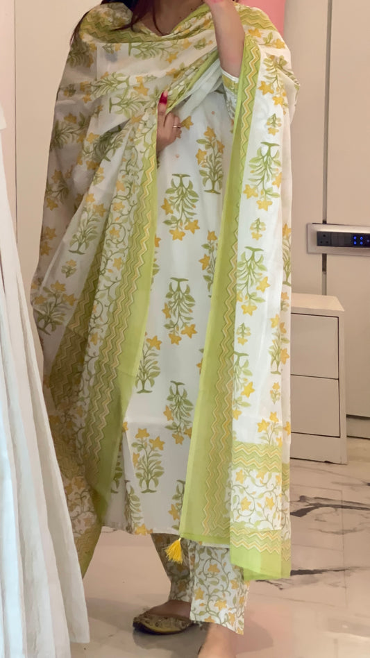 Pure Premium OFF WHITE Cotton Kurta Set with Dupatta (38 to 52)