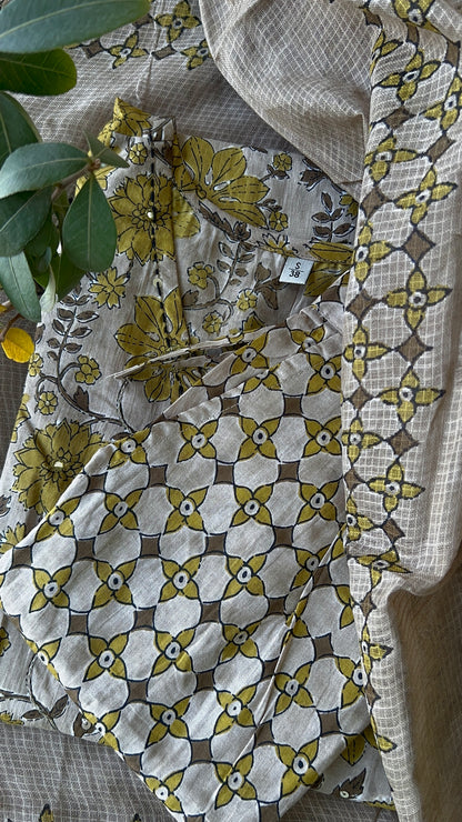 Pure Premium Grey Cotton kurta set with Kota Dori Dupatta (38 to 52)