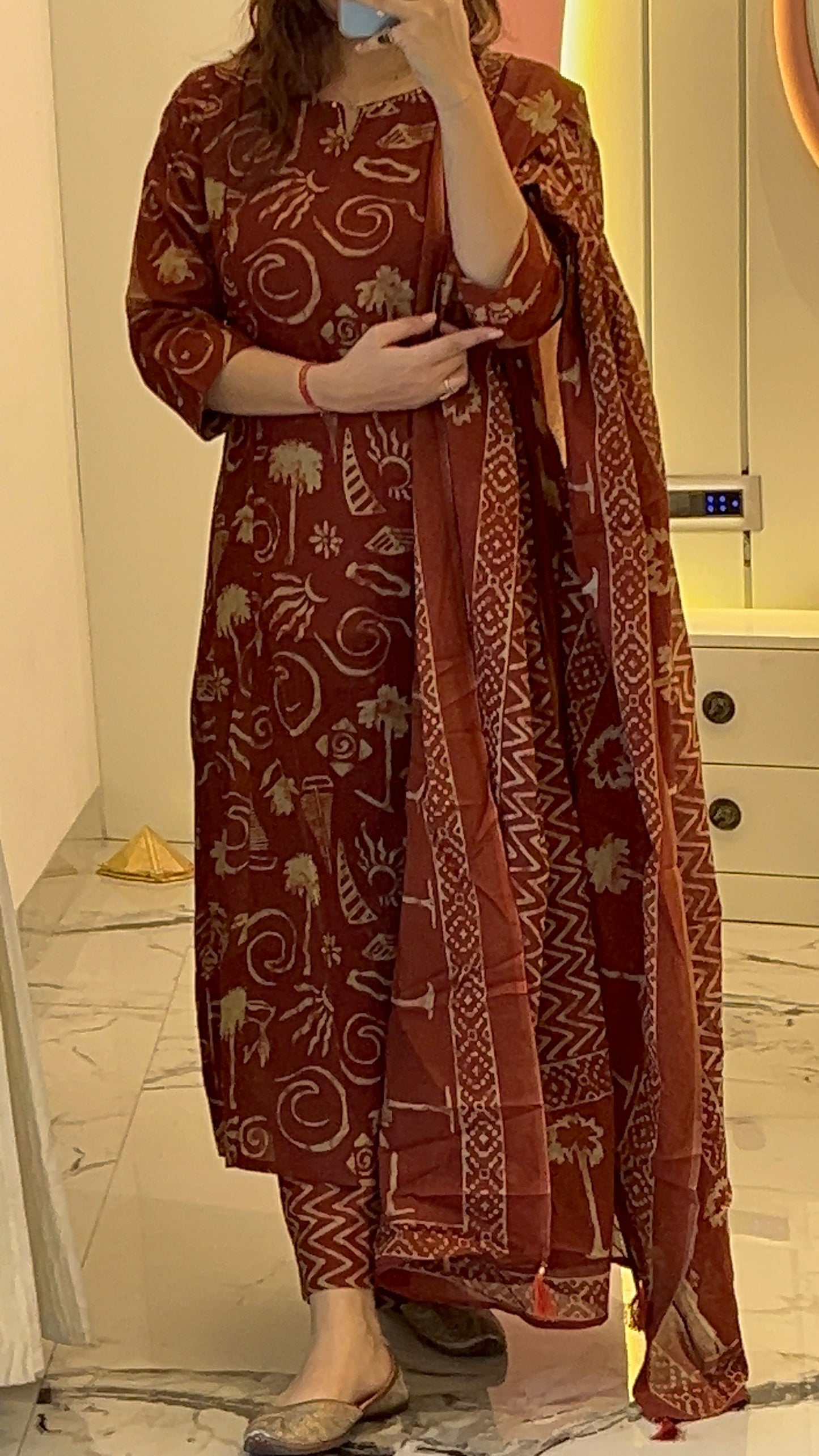 Vgang Rust cotton Kurta Set with Dupatta (38 to 52)