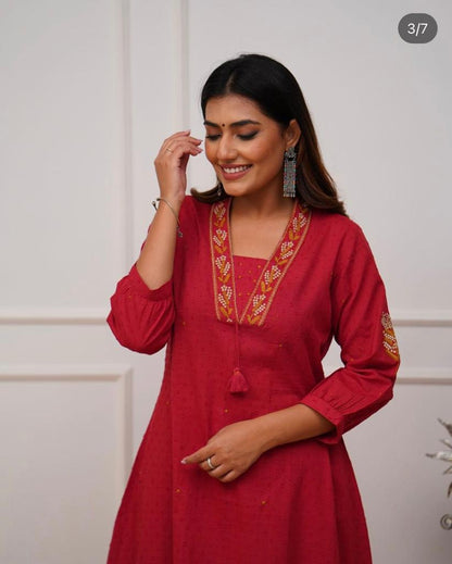 Maroon kurta set