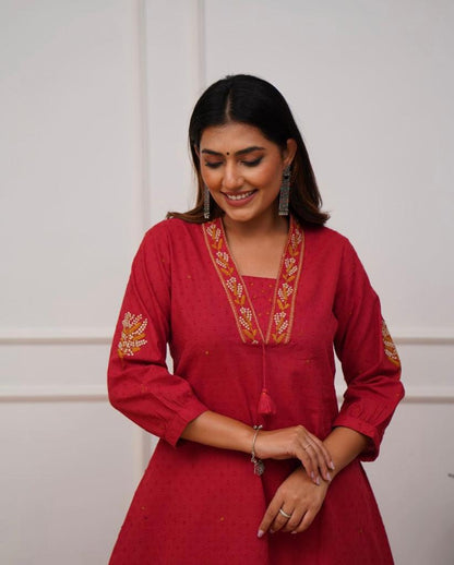 Maroon kurta set