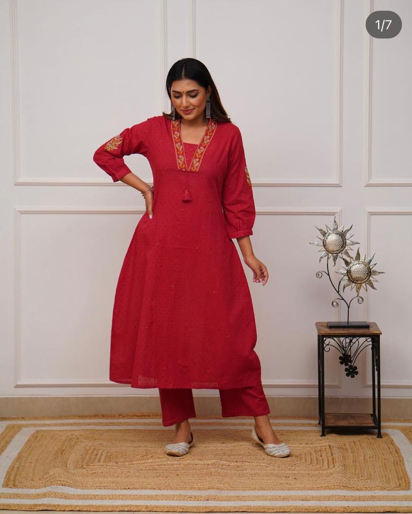 Maroon kurta set