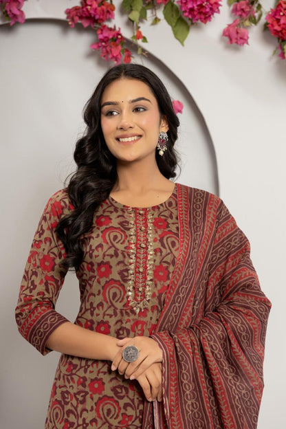 Brown Straight kurta Set