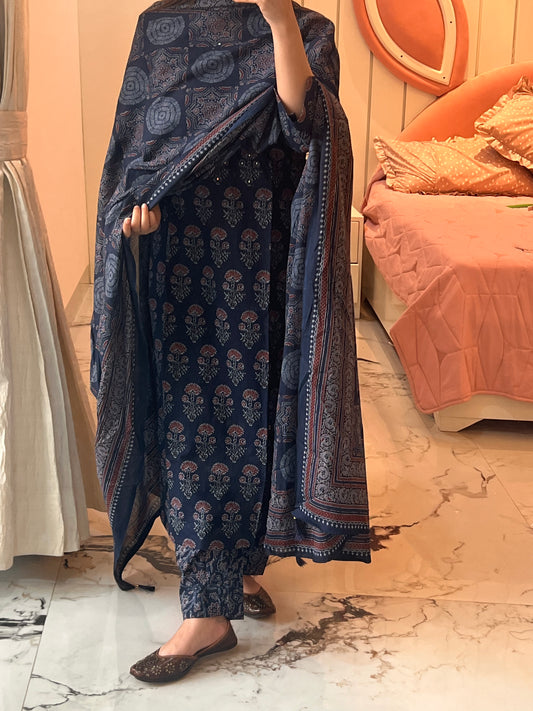 Blue kurta set with dupatta