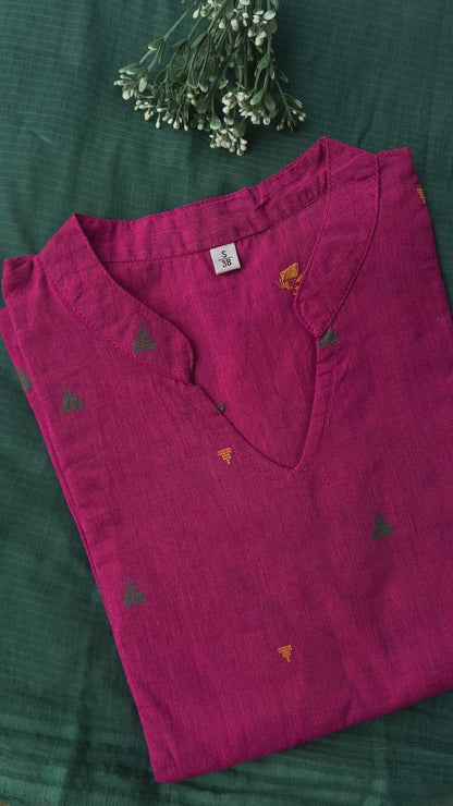 Women Wine Aline Cotton kurta Set with Dupatta (38 to 46)