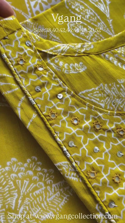 Pure Premium Yellow Cotton kurta set with Dupatta (38 to 52)